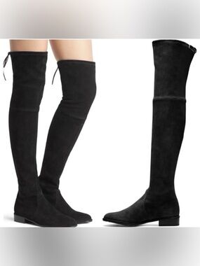 Stuart Weitzman Lowland over-the-knee boots black suede size: 11